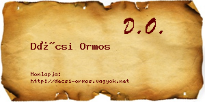 Décsi Ormos névjegykártya